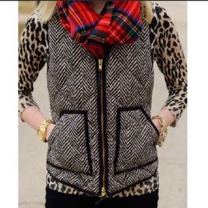 J. Crew Factory herringbone print down fill vest